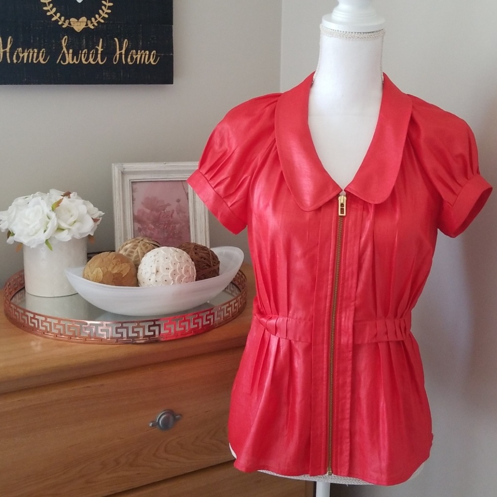 Armani Exchange peplum zip up blouse
